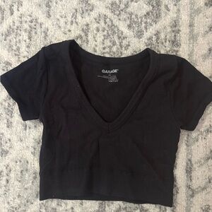 Garage Classic Black Ribbed Crop Top